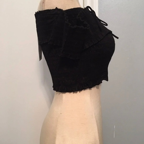 NWT Boohoo Shirred Lace Up Crop Top - Picture 5 of 7